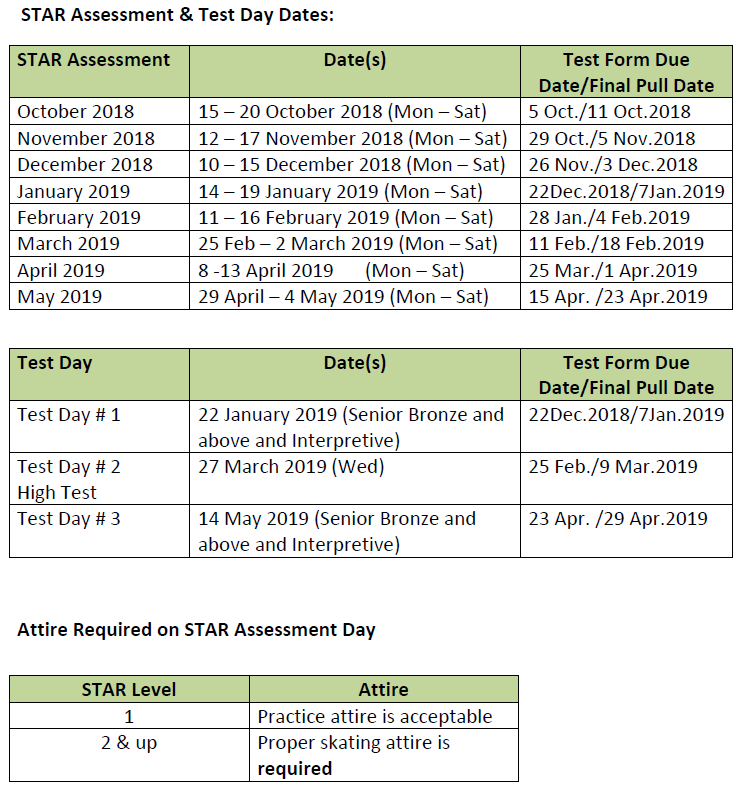 STAR Asesssment Test Schedule